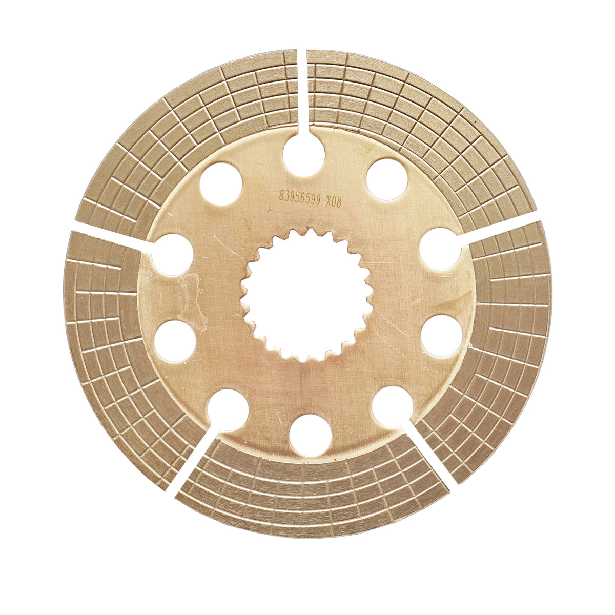 Brake disc with an outer diameter of 225mm, inner diameter of 59/53.7mm and 22 grooves for Ford tractor 83956599.